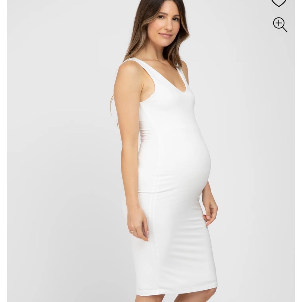 Pinkblush White Midi Maternity Dress